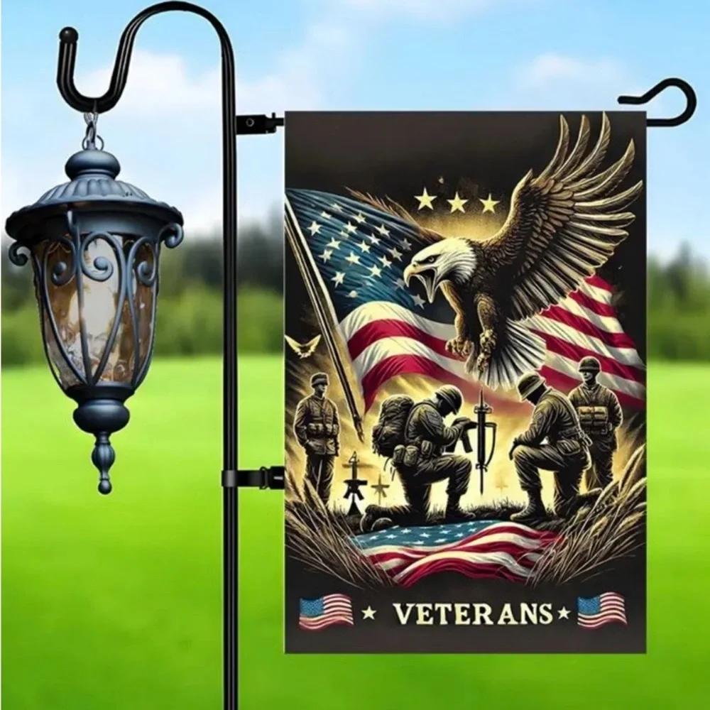 Patriotic Eagle and Soldiers Garden Flag Wall Decor, NEW